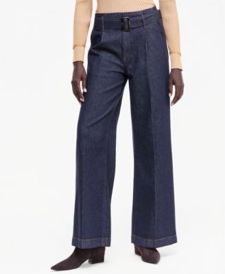 Women's High-Rise Wide-Leg Belted Jeans