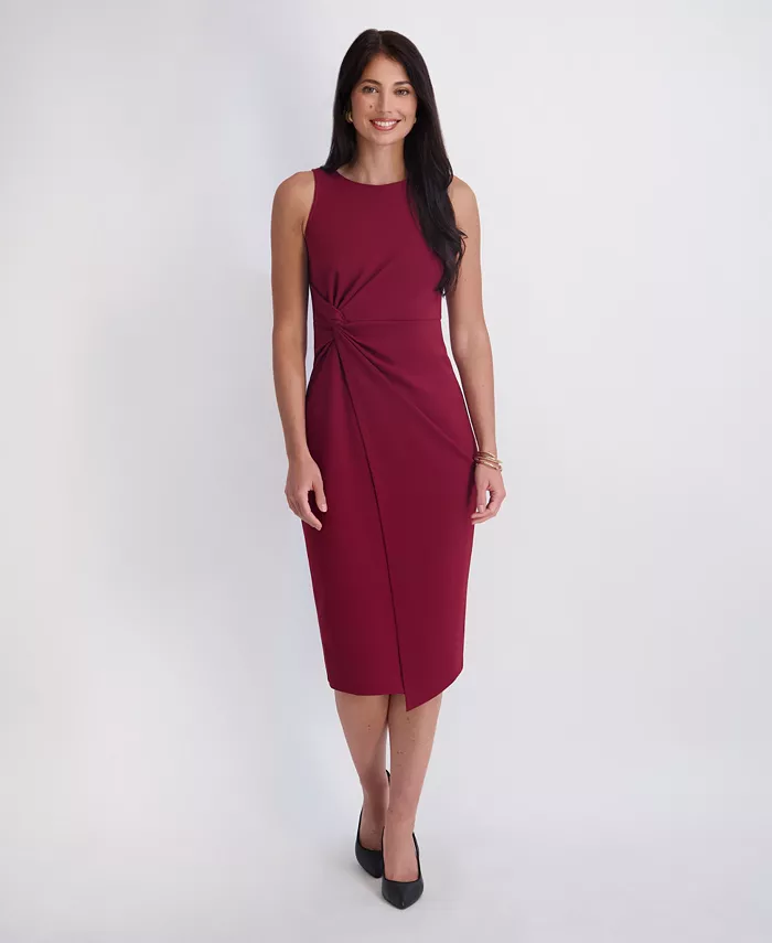 Women's Ruched Side-Twist Sleeveless Midi Dress - thumbnail 2