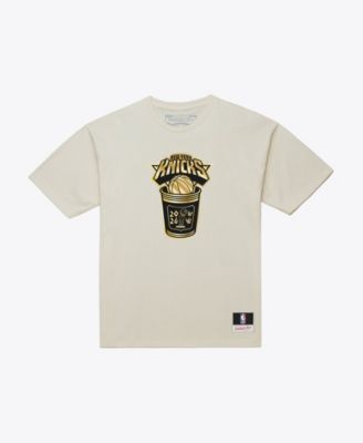 Men's Cream New York Knicks 2026 NBA Finals Champions Gold Coffee Cup T-Shirt