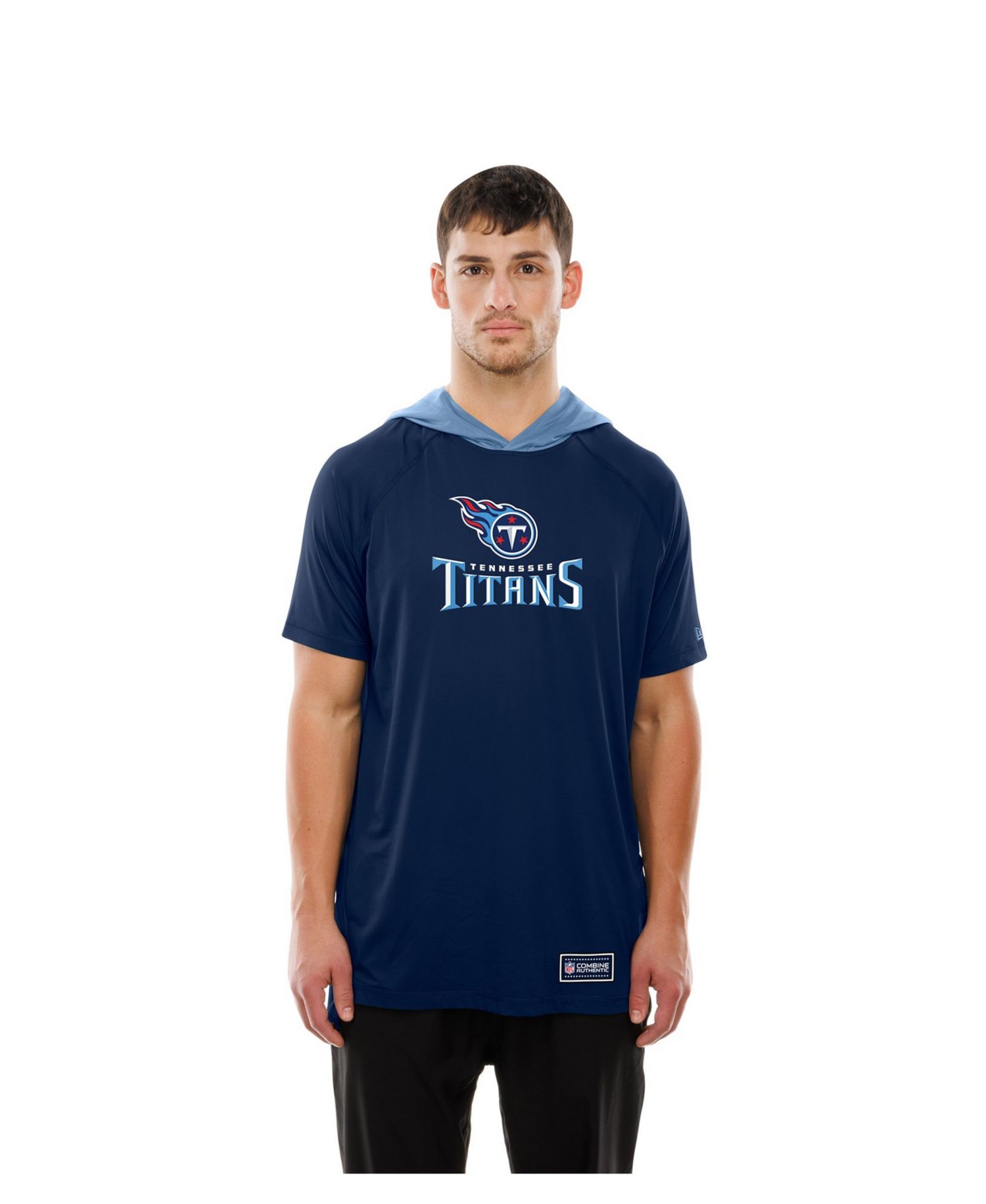 Men's Navy Tennessee Titans Combine Authentic Hooded Raglan Short-Sleeve T-Shirt