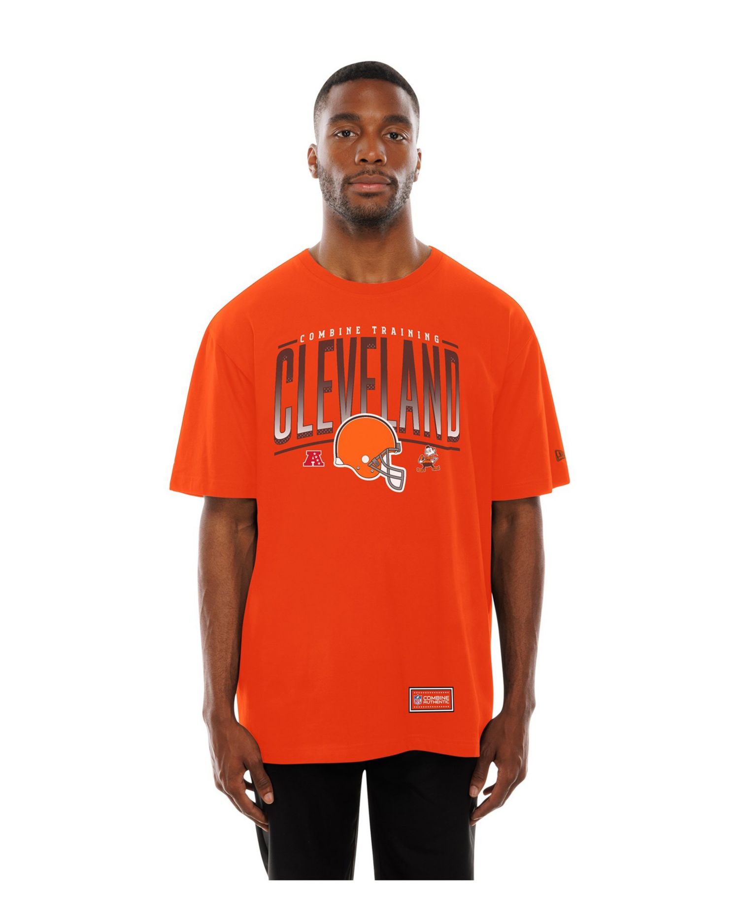 Men's Orange Cleveland Browns Combine Authentic Training Throwback T-Shirt