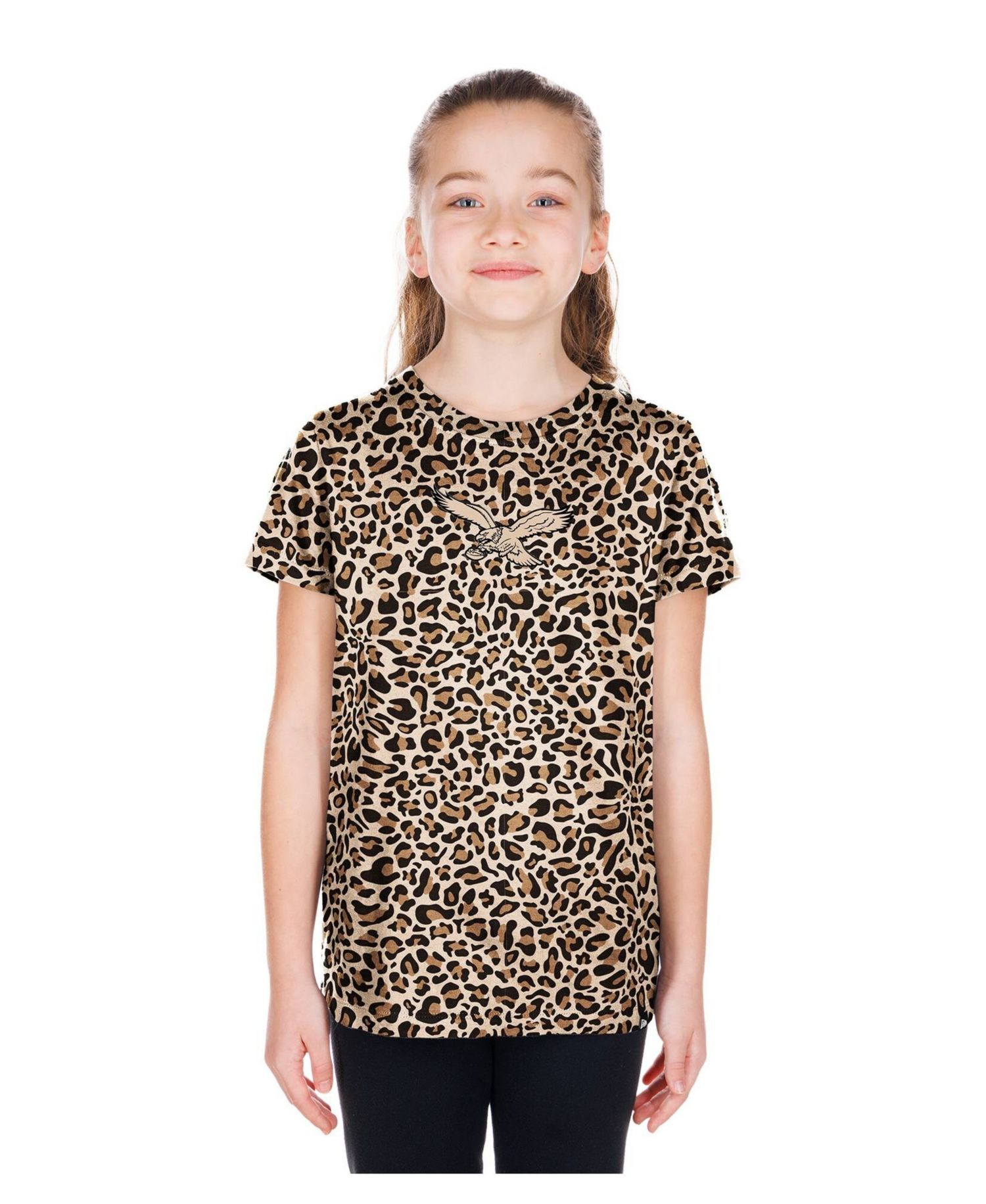 Big Girls Tan Philadelphia Eagles Mom & Me Leopard T-Shirt