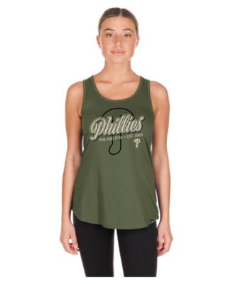 Women's Philadelphia Phillies 2026 Armed Forces Day Distressed Screen Print Graphics Tank Top