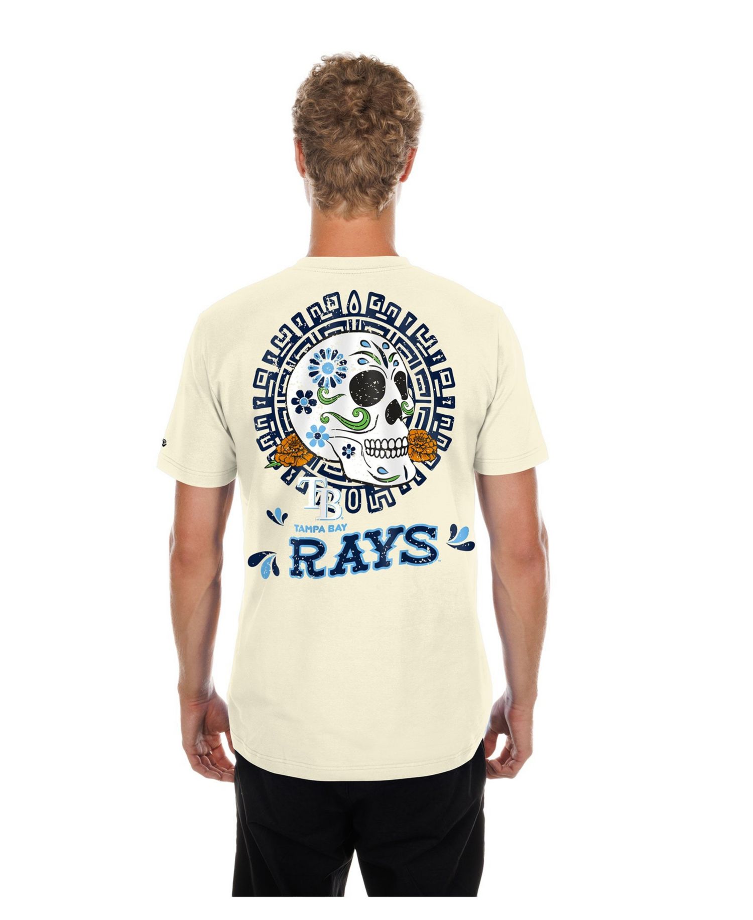 Men's Natural Tampa Bay Rays Dia de los Muertos Sugar Skull T-Shirt