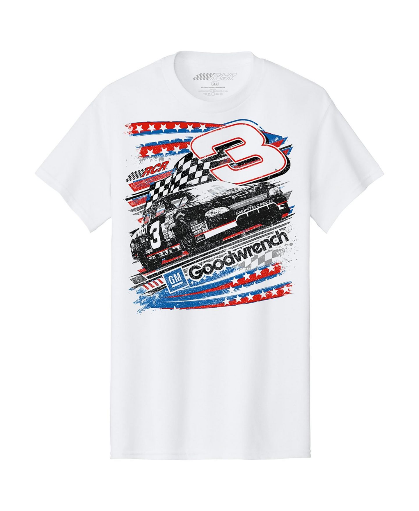Мужская футболка Richard Childress Racing Team Collection White 3 GM Good wrench Patriotic Car Throwback — фото 2