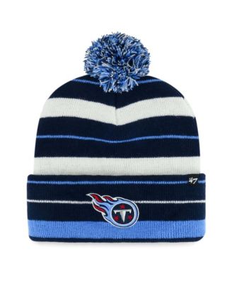 Men's Navy Tennessee Titans Powerline Cuffed Knit Hat with Pom