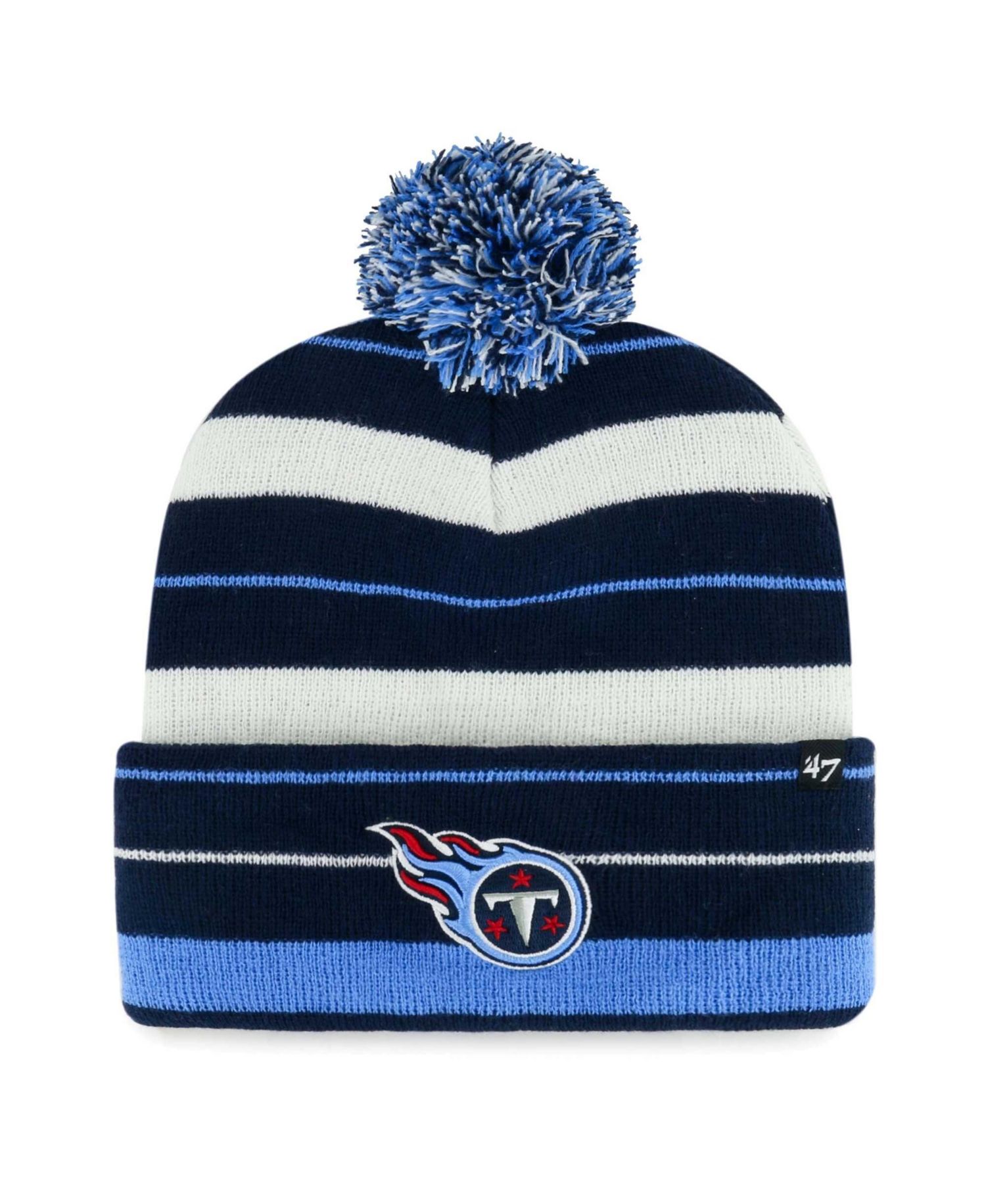 Men's Navy Tennessee Titans Powerline Cuffed Knit Hat with Pom