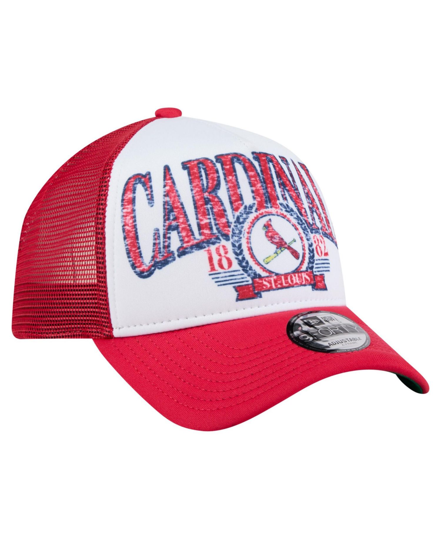 Men's White St. Louis Cardinals Distressed 9FORTY A-Frame Adjustable Trucker Hat