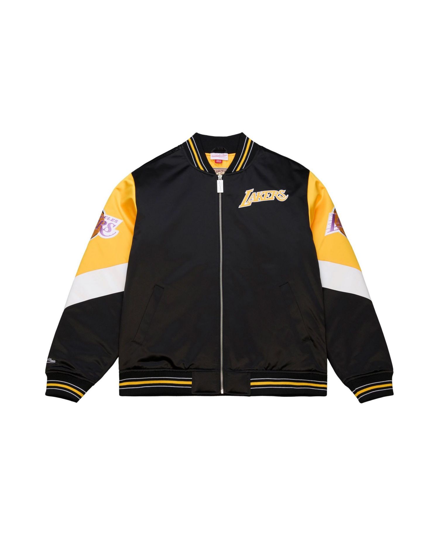 Men's Black Los Angeles Lakers Throw It Back Heavyweight Full-Zip Satin Jacket