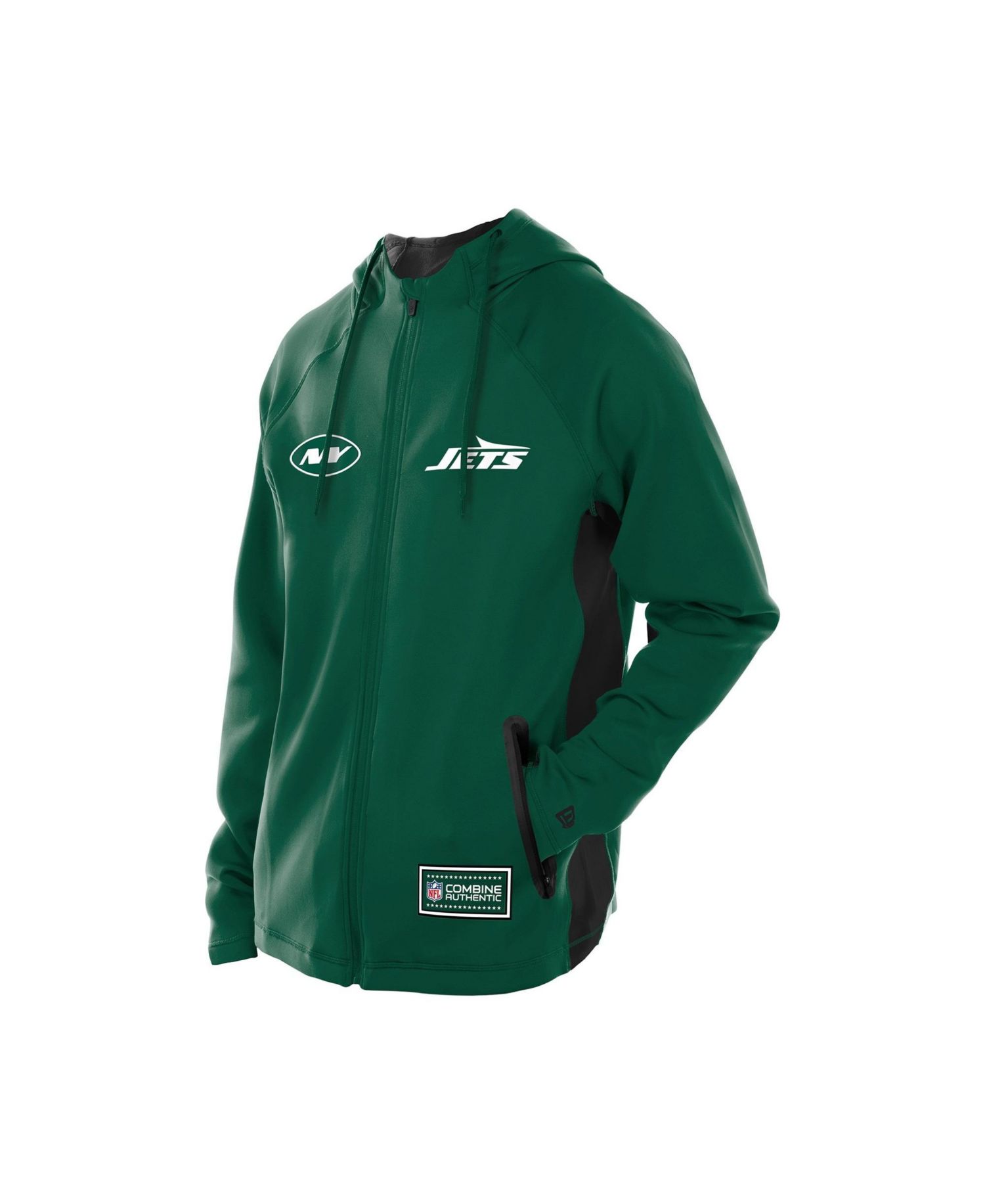 Men's Green New York Jets Combine Authentic Raglan Scuba Full-Zip Hoodie