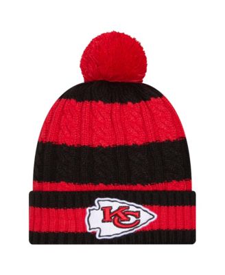 Women's Red Kansas City Chiefs Braided Cuffed Knit Hat with Pom