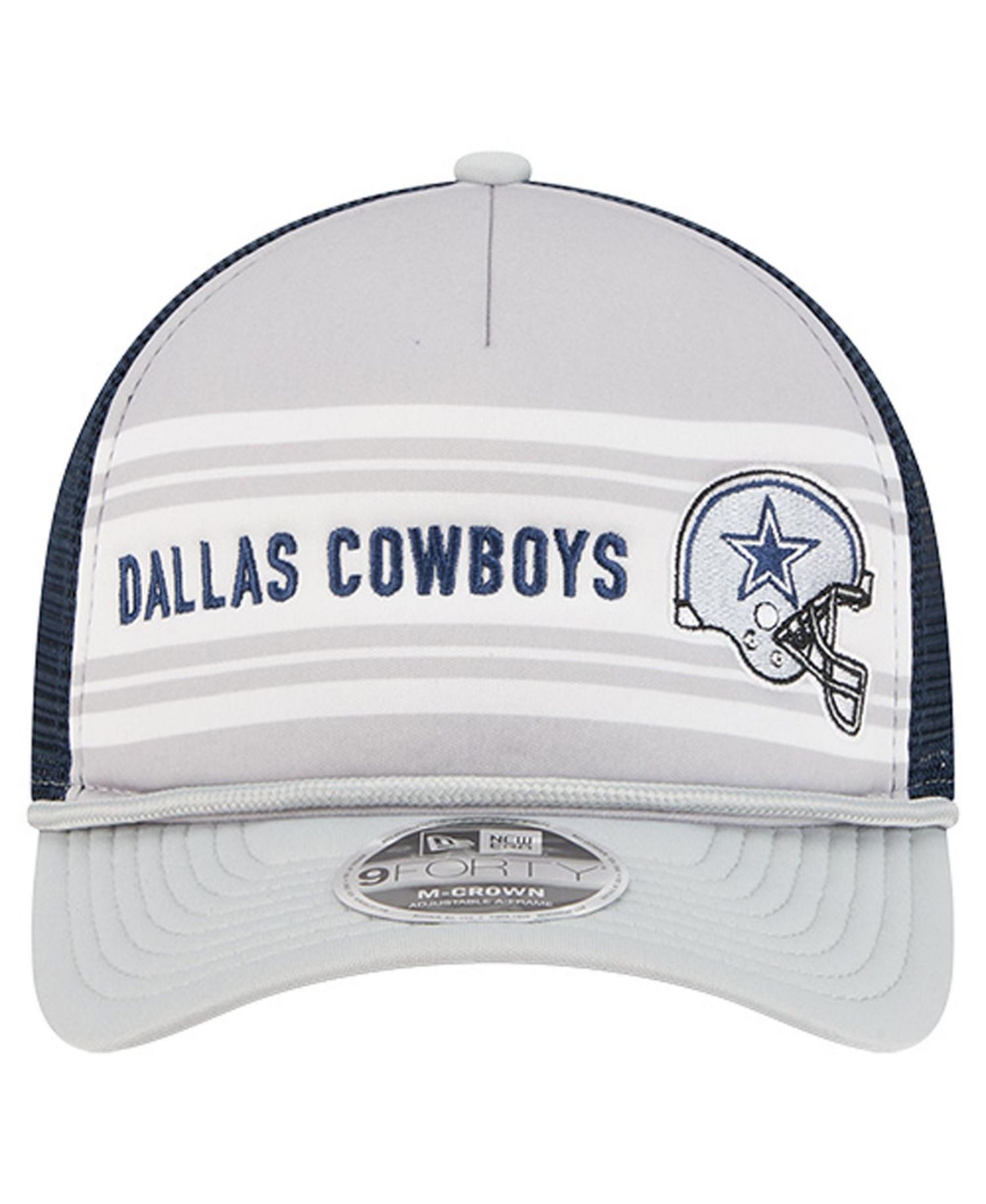 Men's Silver/Navy Dallas Cowboys Linear A-Frame 9FORTY Adjustable Hat