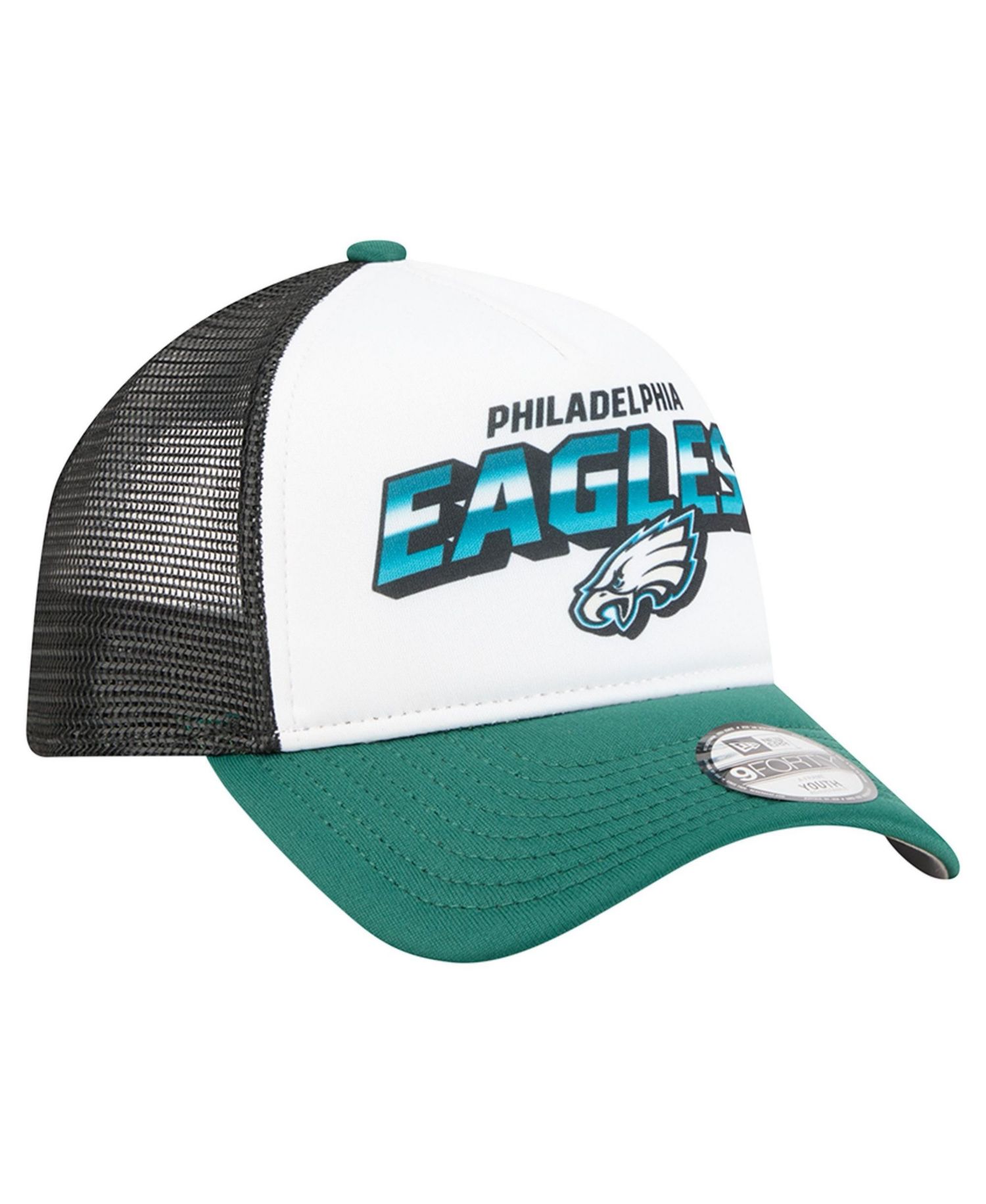 Big Boys and Girls White/Green Philadelphia Eagles Streak 9FORTY A-Frame Adjustable Hat