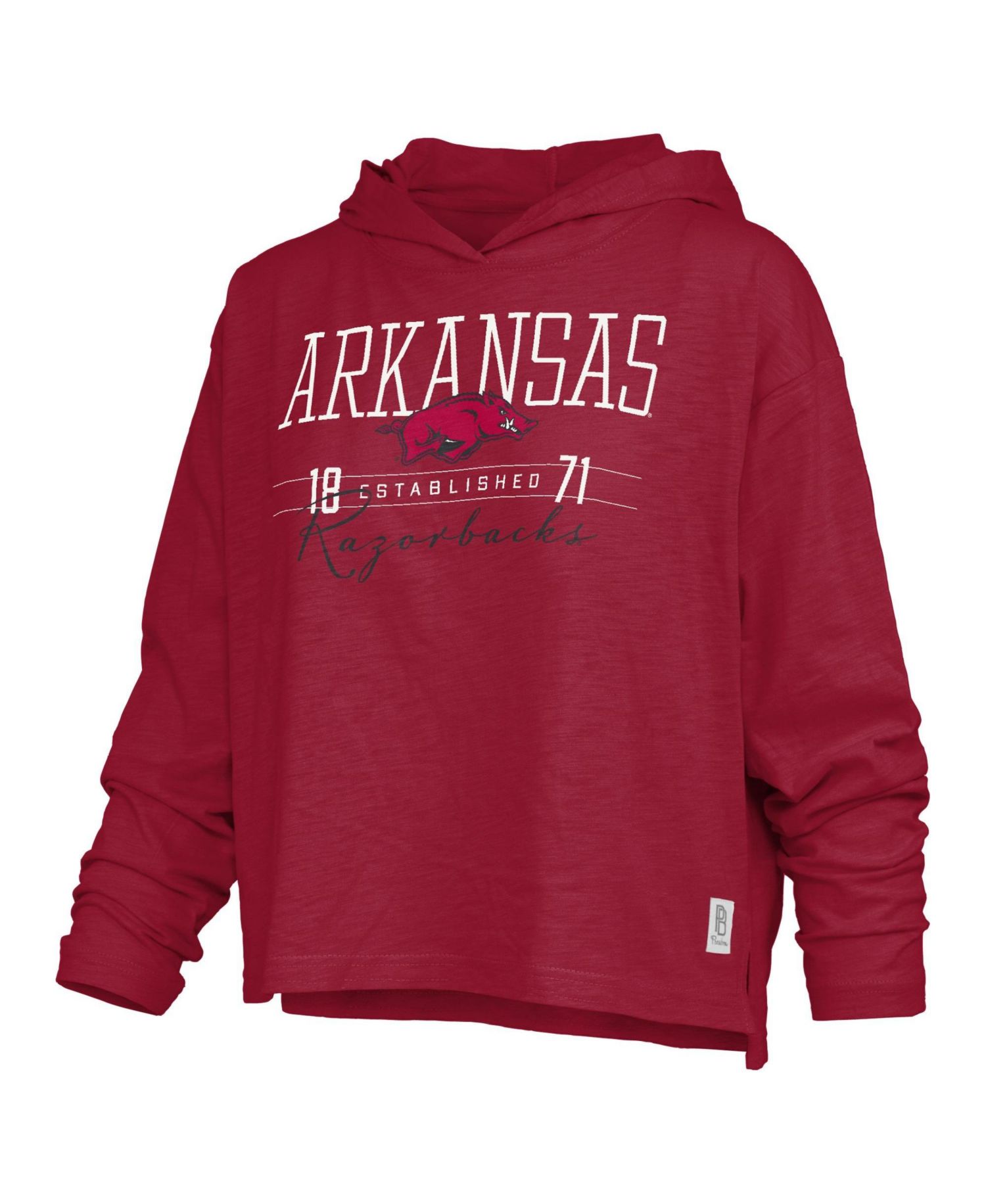 Women's Arkansas Razorbacks Castillo Oversized Long-Sleeve Hooded T-Shirt