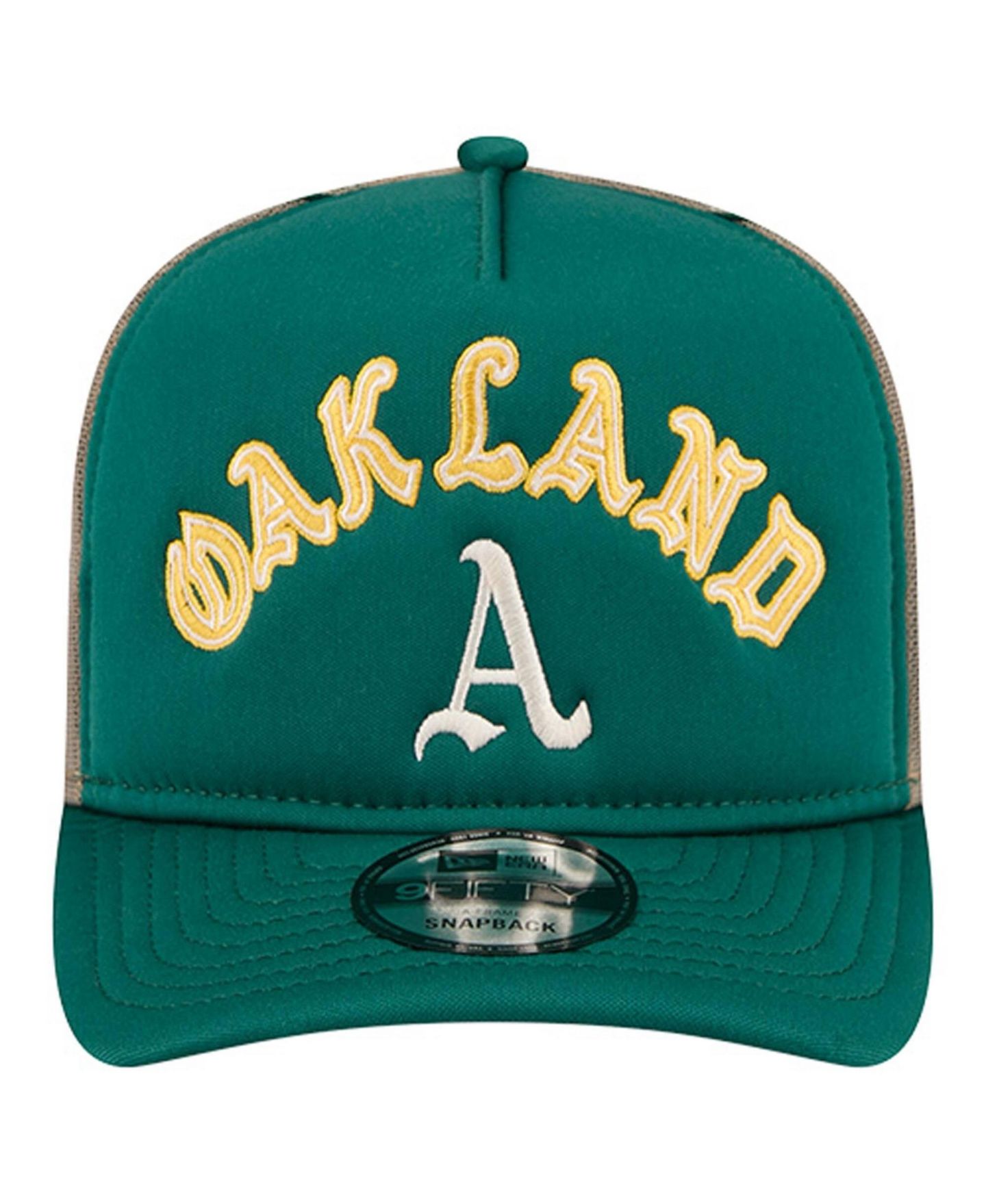 Мужская кепка New Era Kelly Green Oakland Athletics Vintage Arched Foam Front 9FIFTY A-Frame Adjustable Trucker Hat — фото 2