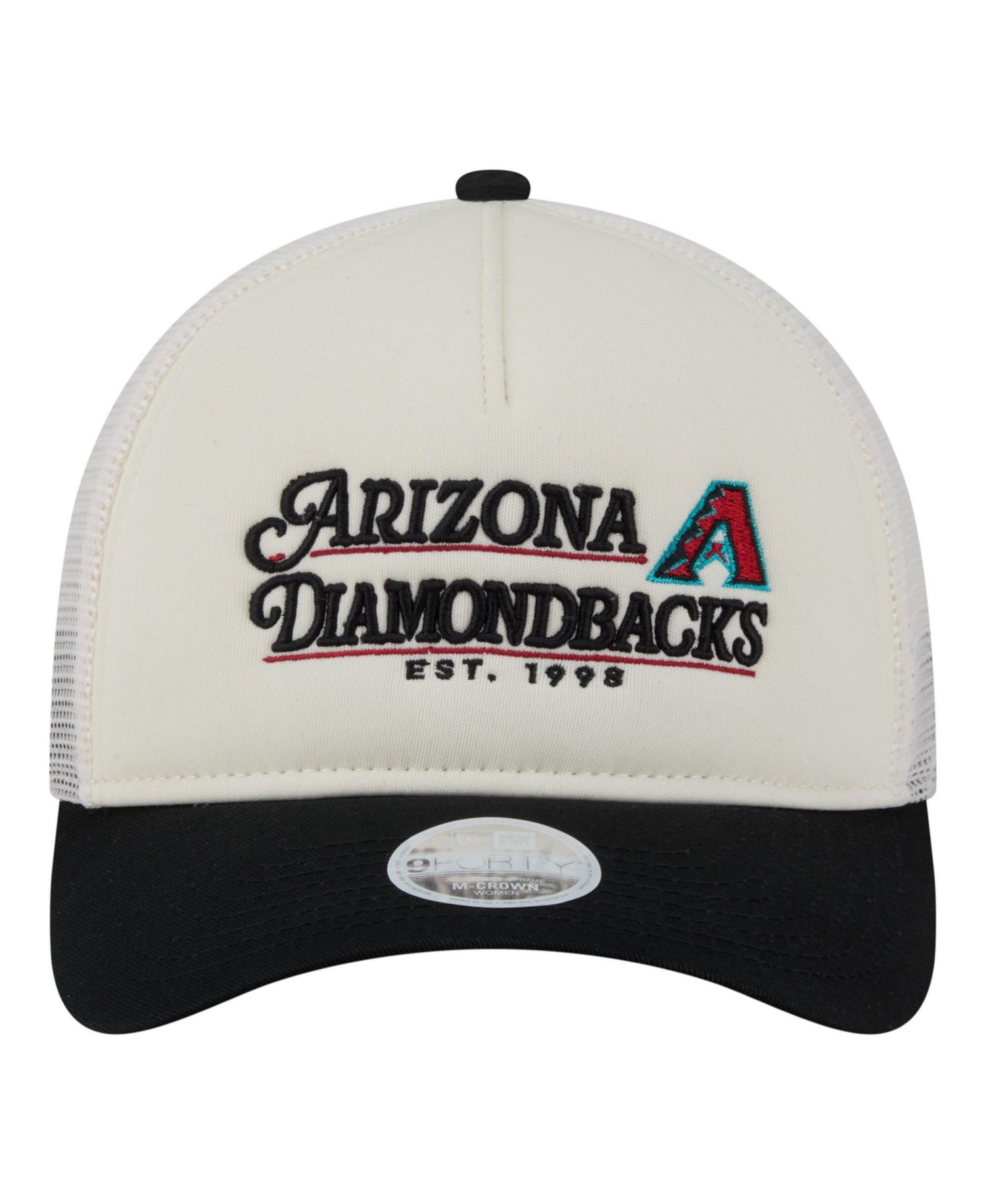 Women's Light Beige/Black Arizona Diamondbacks Retro 9FORTY M-Crown A-Frame Trucker Adjustable Hat