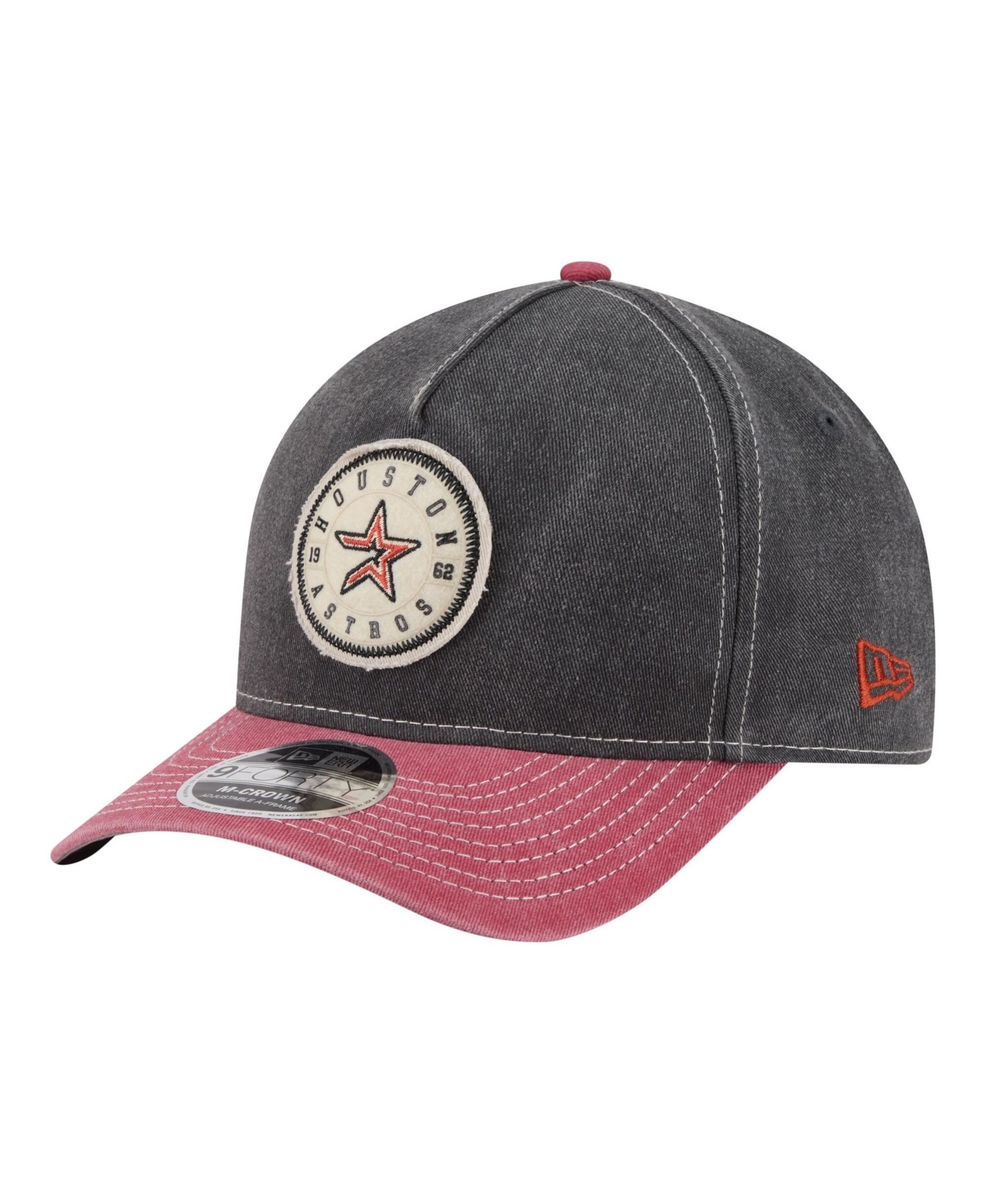 New Era Men's Black/Red Houston Astros Felt M-Crown 9FORTY Adjustable Hat - Black, Red