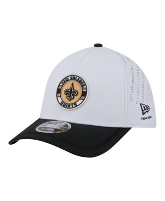 Men's White/Black New Orleans Saints Patch 39THIRTY A-Frame M-Crown Perforated Flex Hat