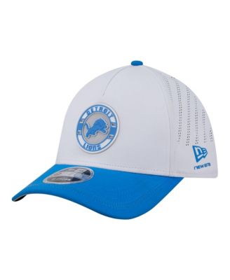 Men's White/Blue Detroit Lions Patch 39THIRTY A-Frame M-Crown Perforated Flex Hat