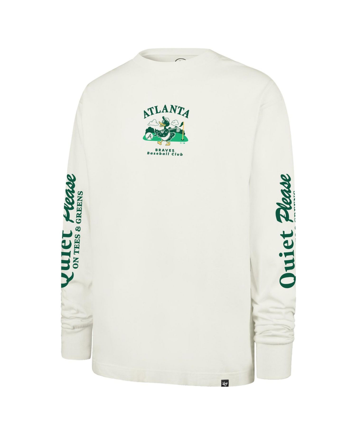 Men's Cream Atlanta Braves Quiet Please Foundation Long Sleeve T-Shirt