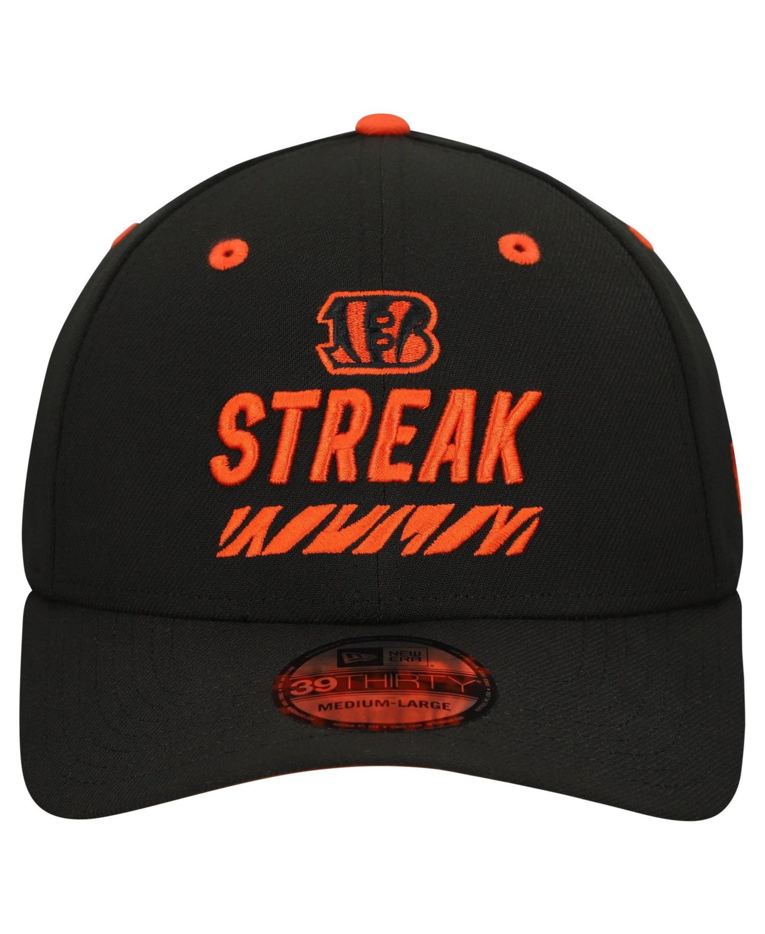 Men's Black Cincinnati Bengals STREAK Season Ticket Member 39THIRTY Flex Hat