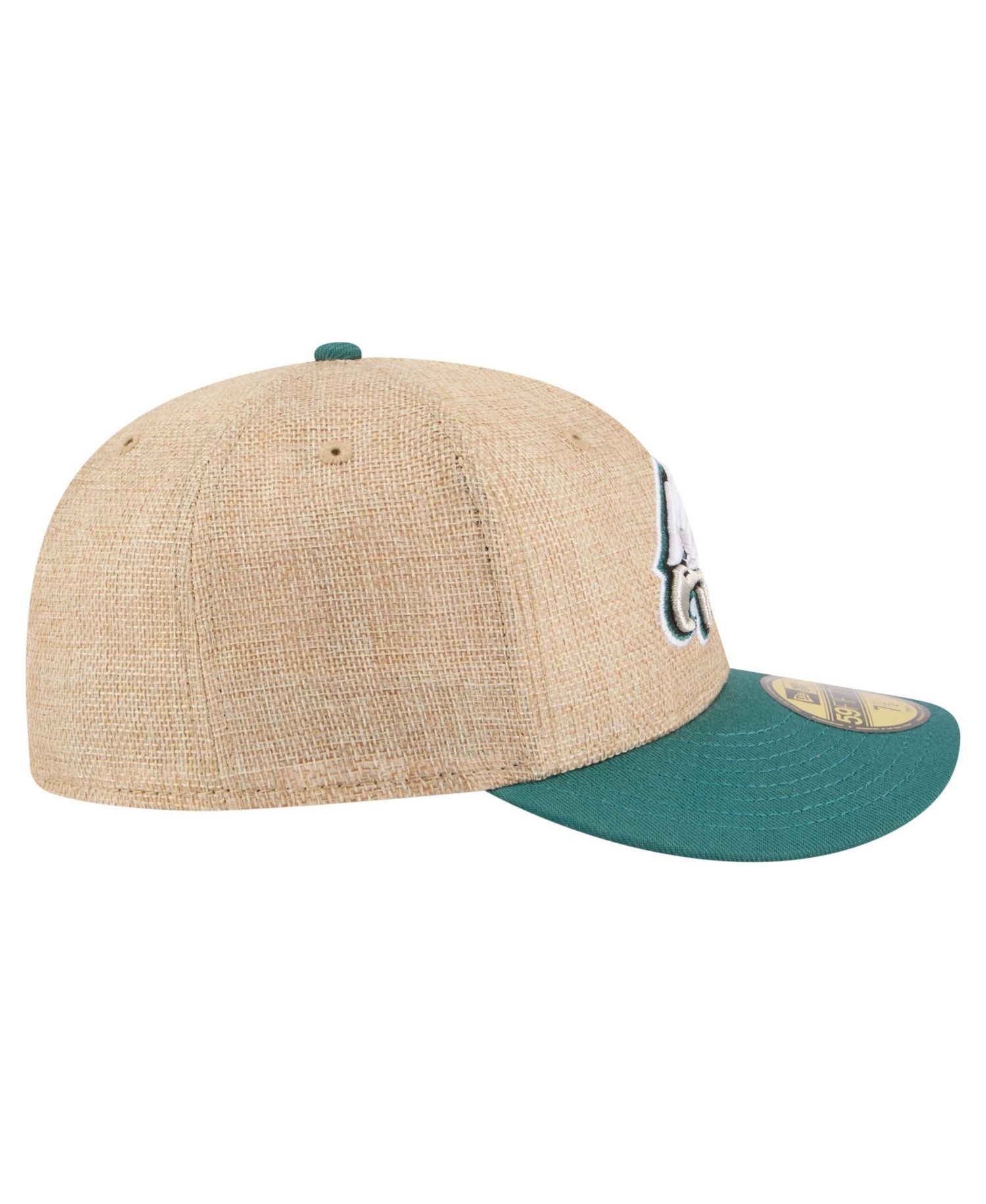 Men's Natural/Midnight Green Philadelphia Eagles Pre-Curved Twine 59FIFTY Fitted Hat