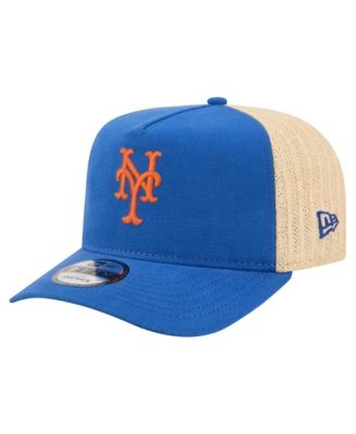 Men's Royal/Natural New York Mets Grained 9FIFTY A-Frame Trucker Adjustable Hat