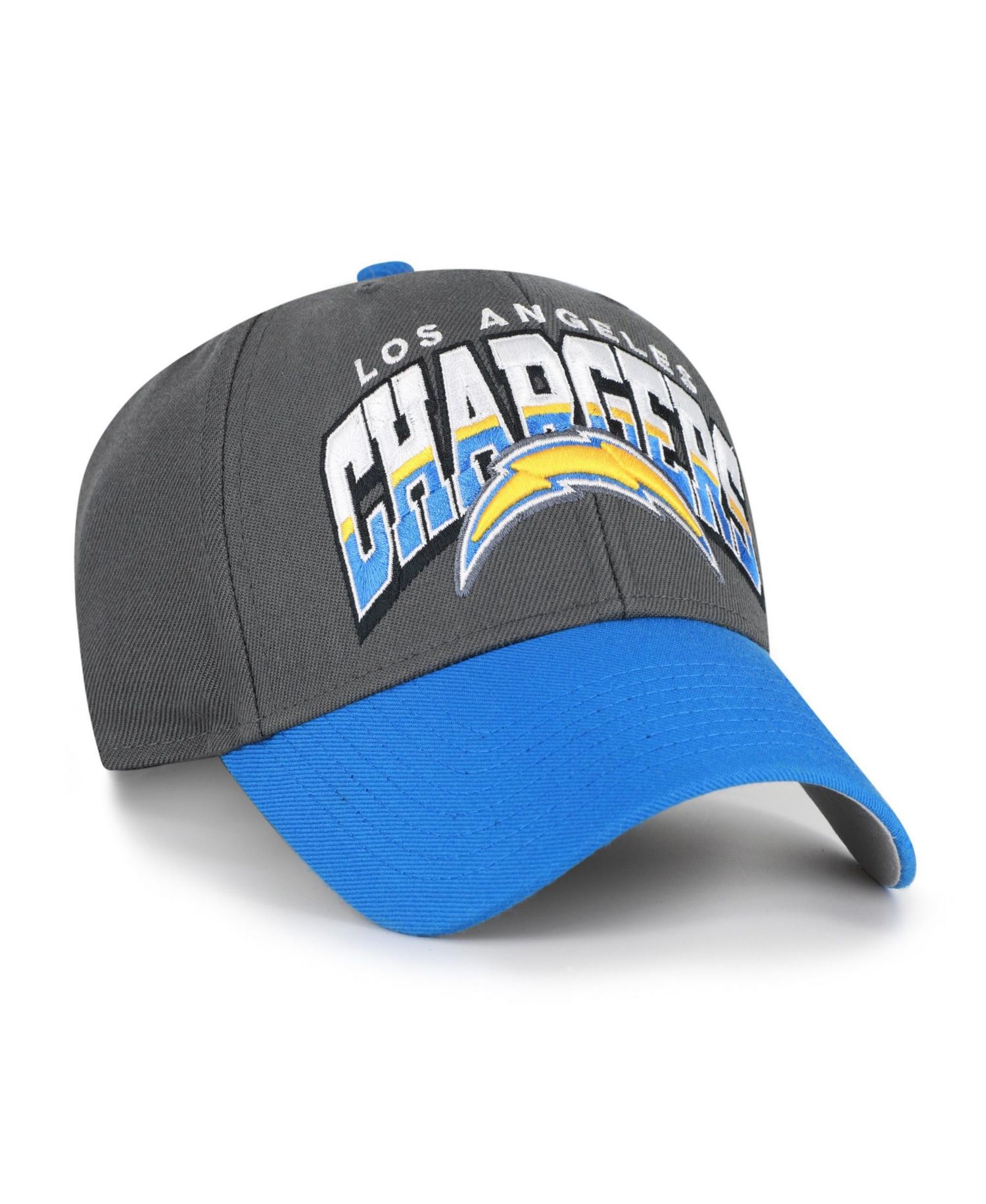 Men's Charcoal Los Angeles Chargers Split Block MVP Adjustable Hat