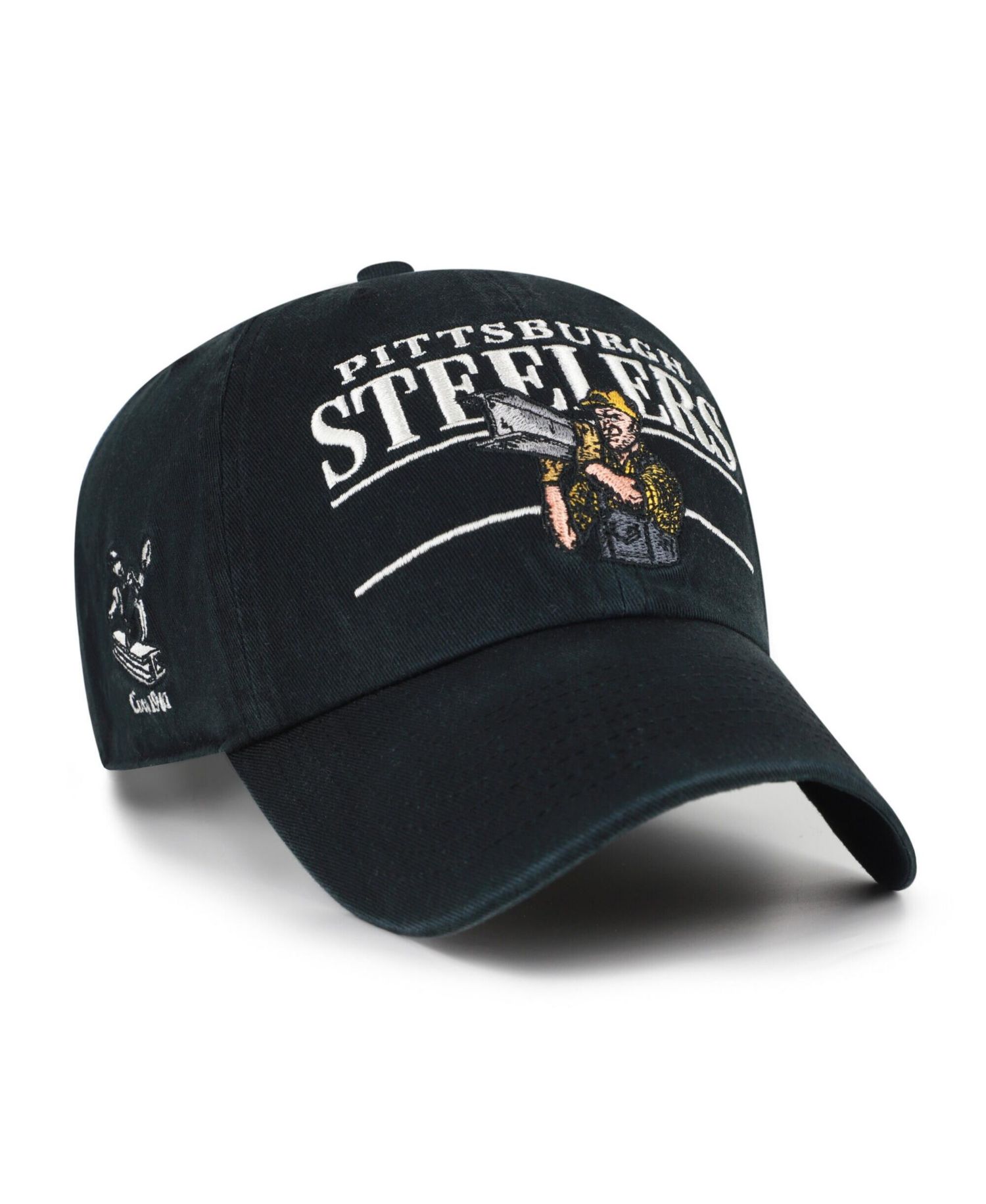 Men's Black Pittsburgh Steelers Throwback Graphic Clean Up Adjustable Hat