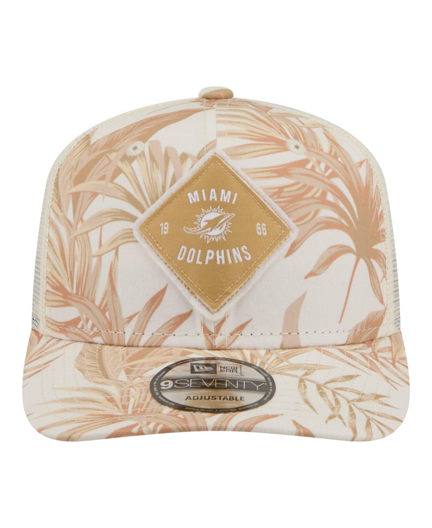 Men's Tan Miami Dolphins Tonal Palm COOLERA 9SEVENTY Adjustable Trucker Hat