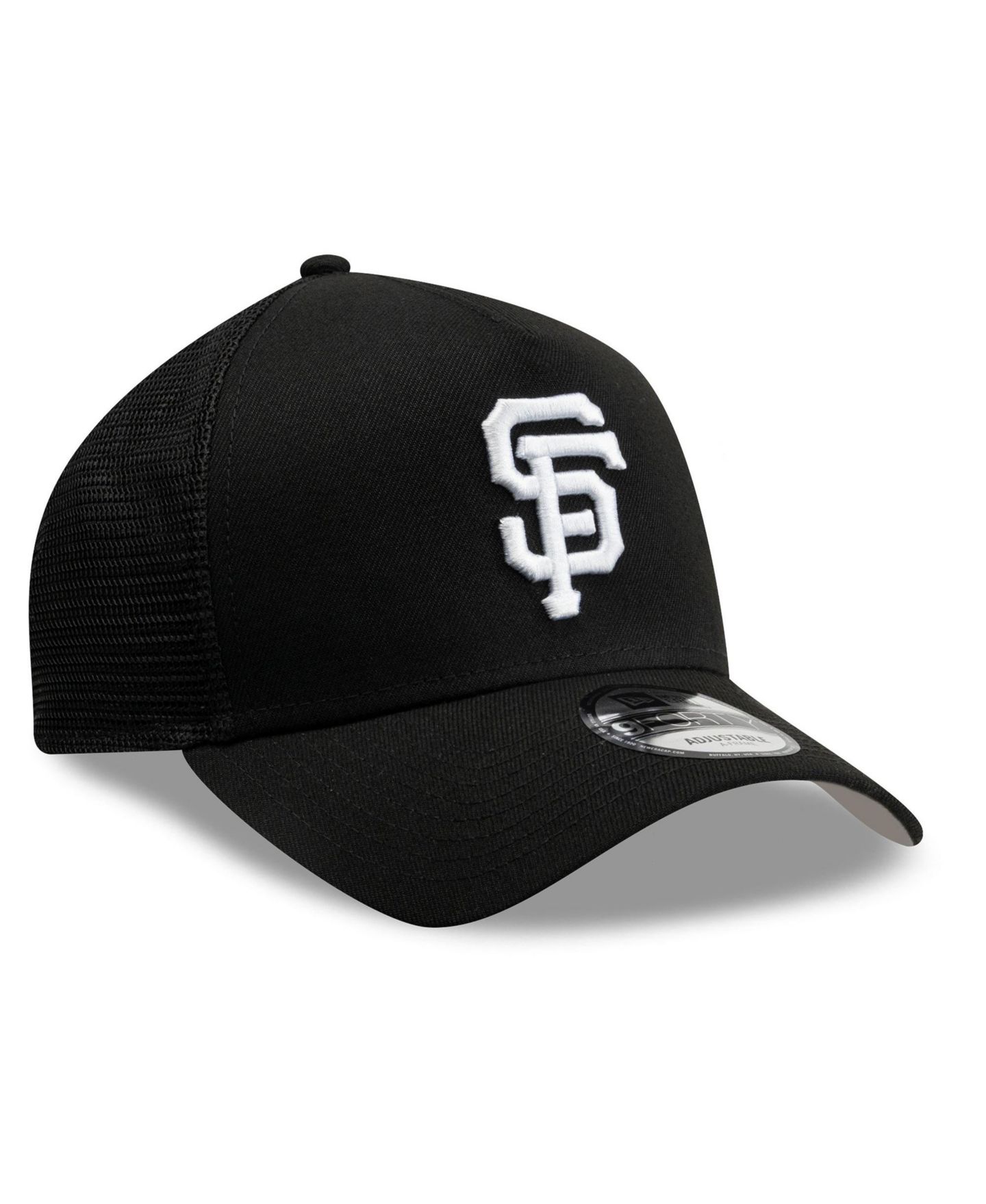 Мужская кепка New Era Black San Francisco Giants Side Script 9FORTY A-Frame Trucker Adjustable Hat — фото 3