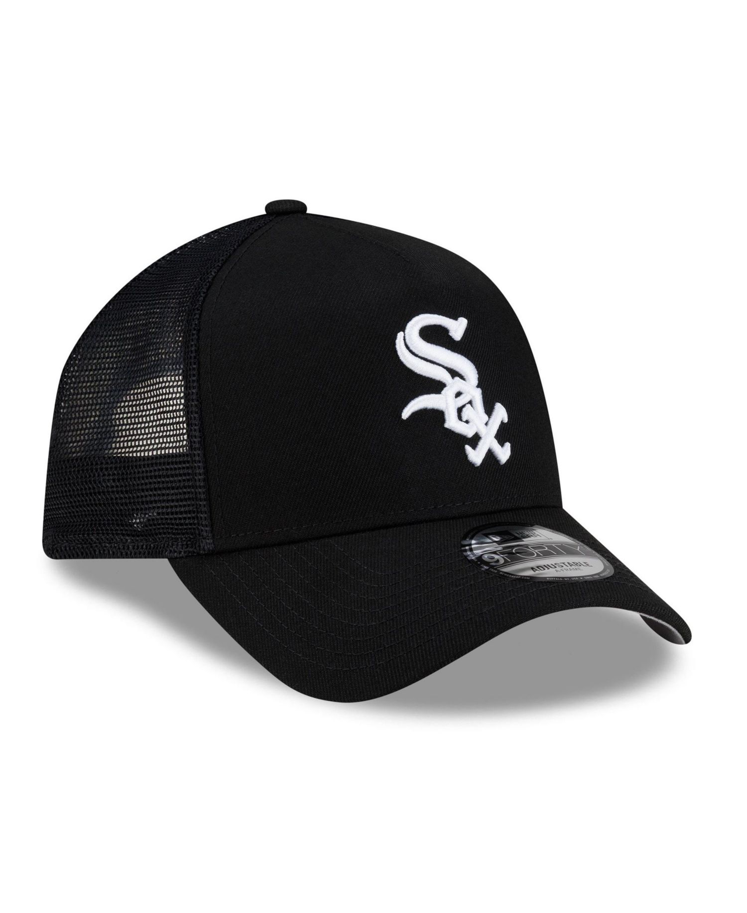 Men's Black Chicago White Sox Side Script 9FORTY A-Frame Trucker Adjustable Hat