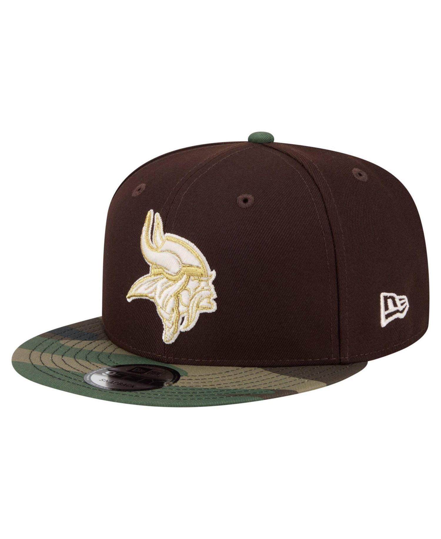Men's Dark Brown Minnesota Vikings Burnt Wood Camo 9FIFTY Snapback Hat