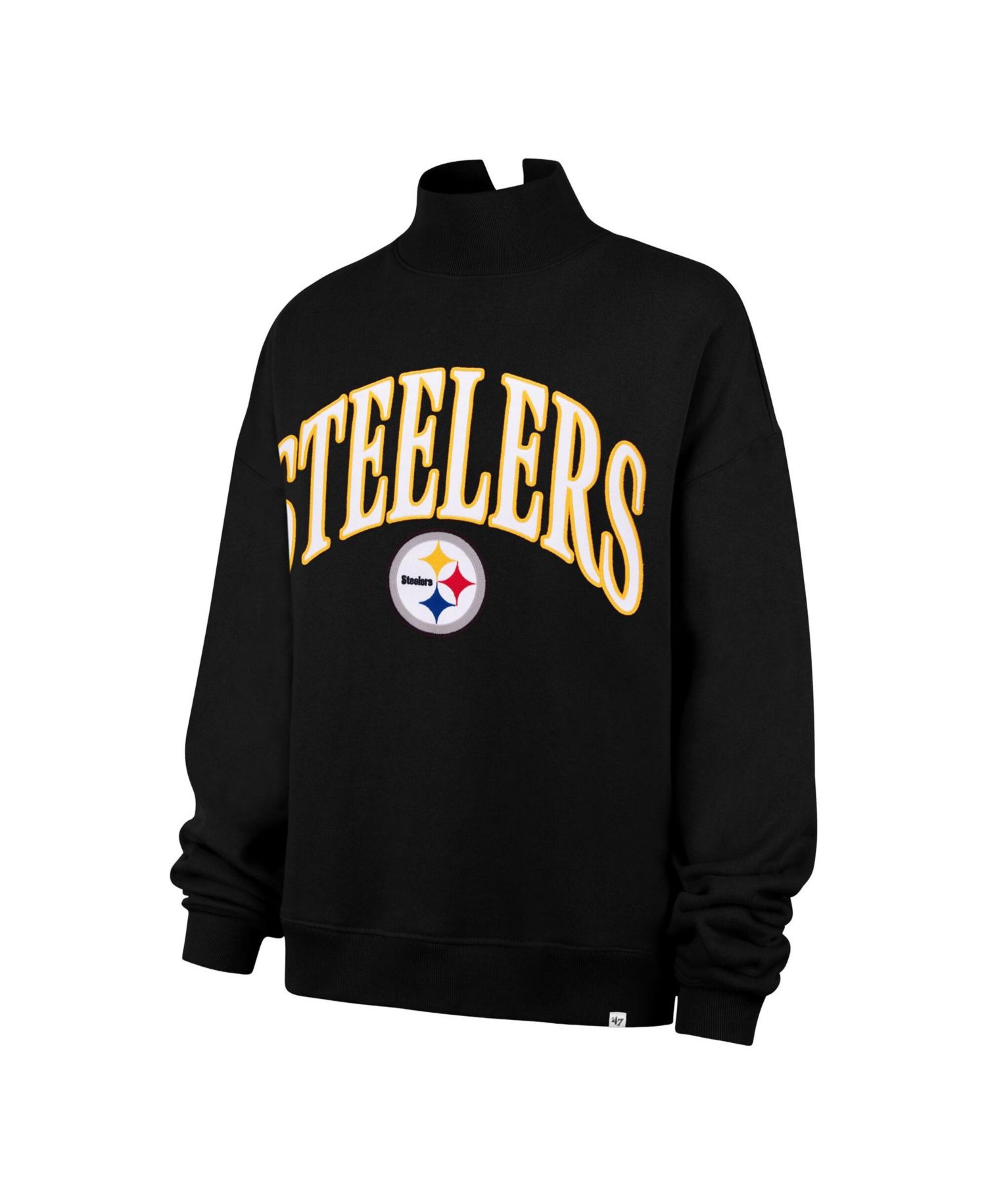 Women's Pittsburgh Steelers Vantage Oversized Mock-Neck Pullover Sweatshirt