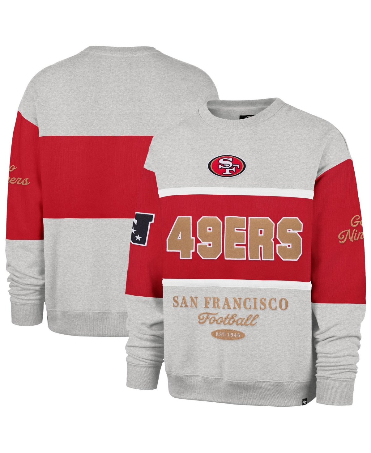 47 Brand Men's Scarlet/Gray San Francisco 49ers Blockfield Maximalist Sweatshirt - Scarlet, Gray