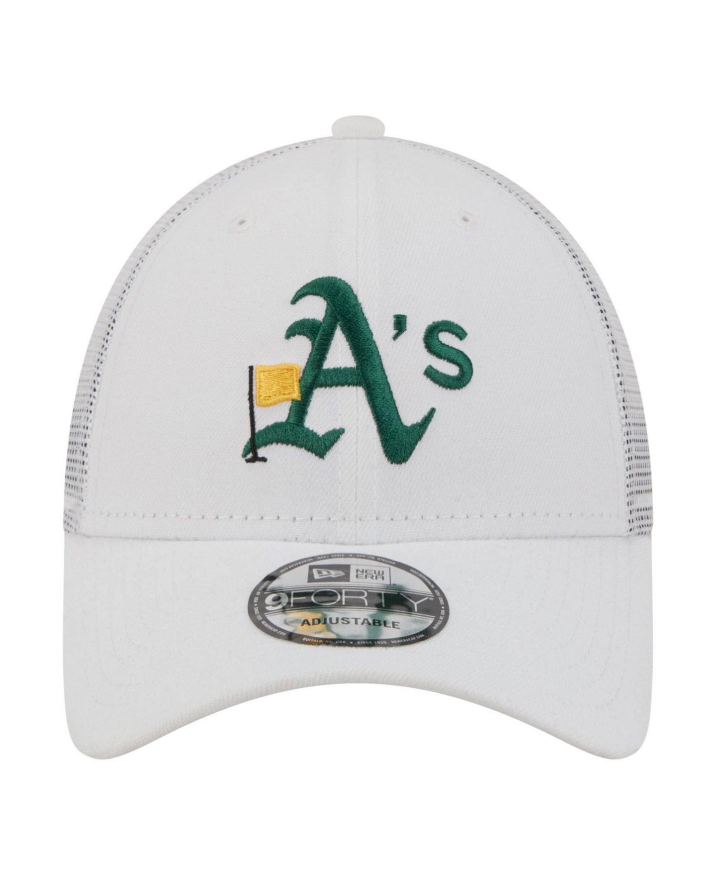 Мужская кепка New Era White Athletics Flag 9FORTY Trucker Adjustable Hat — фото 2