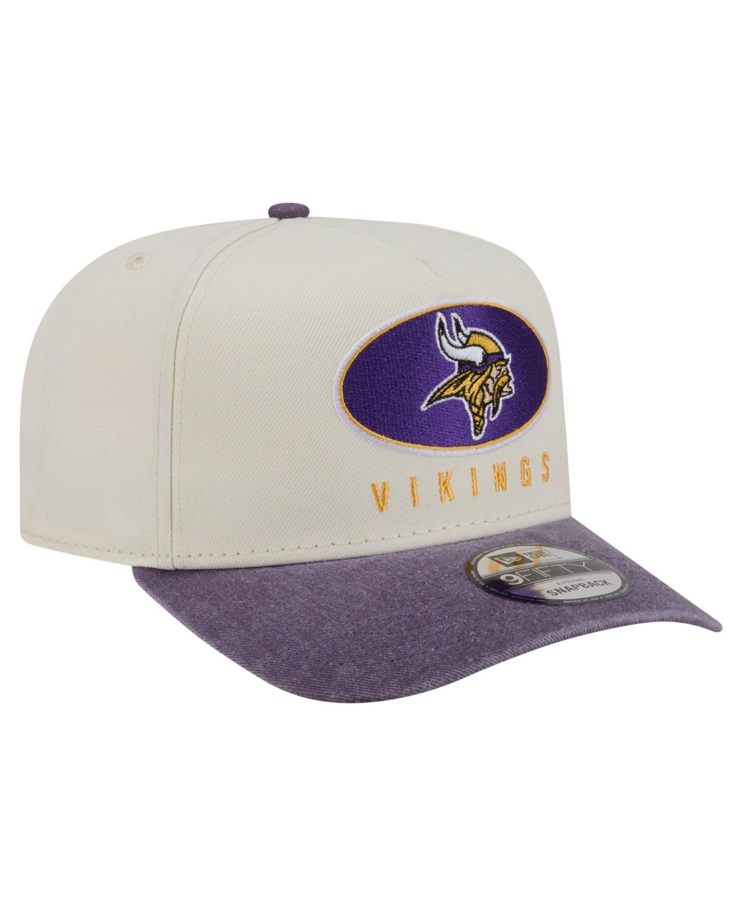 Men's Cream/Purple Minnesota Vikings Washed A-Frame 9FIFTY Snapback Hat