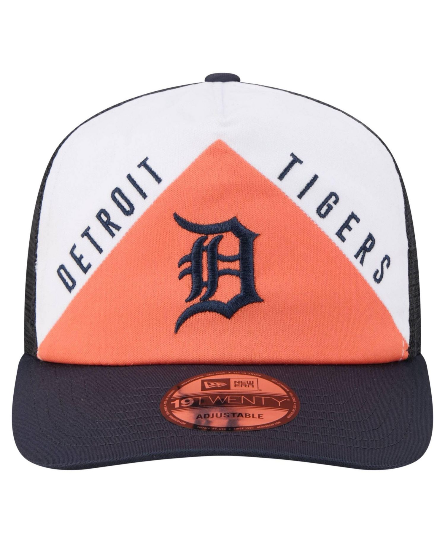 Men's White/Navy Detroit Tigers Retro Cut 19TWENTY Adjustable Trucker Hat