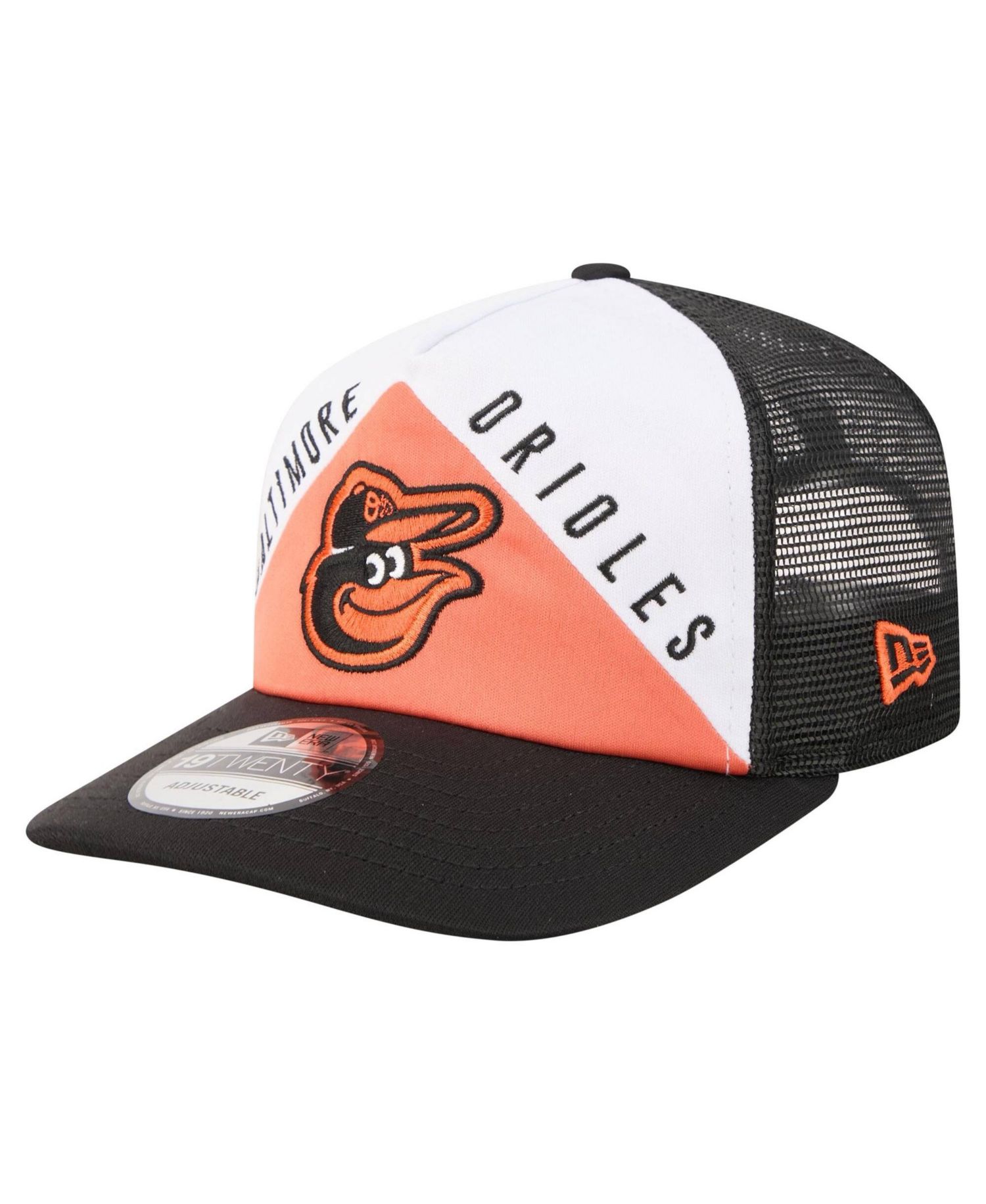 Men's White/Black Baltimore Orioles Retro Cut 19TWENTY Adjustable Trucker Hat
