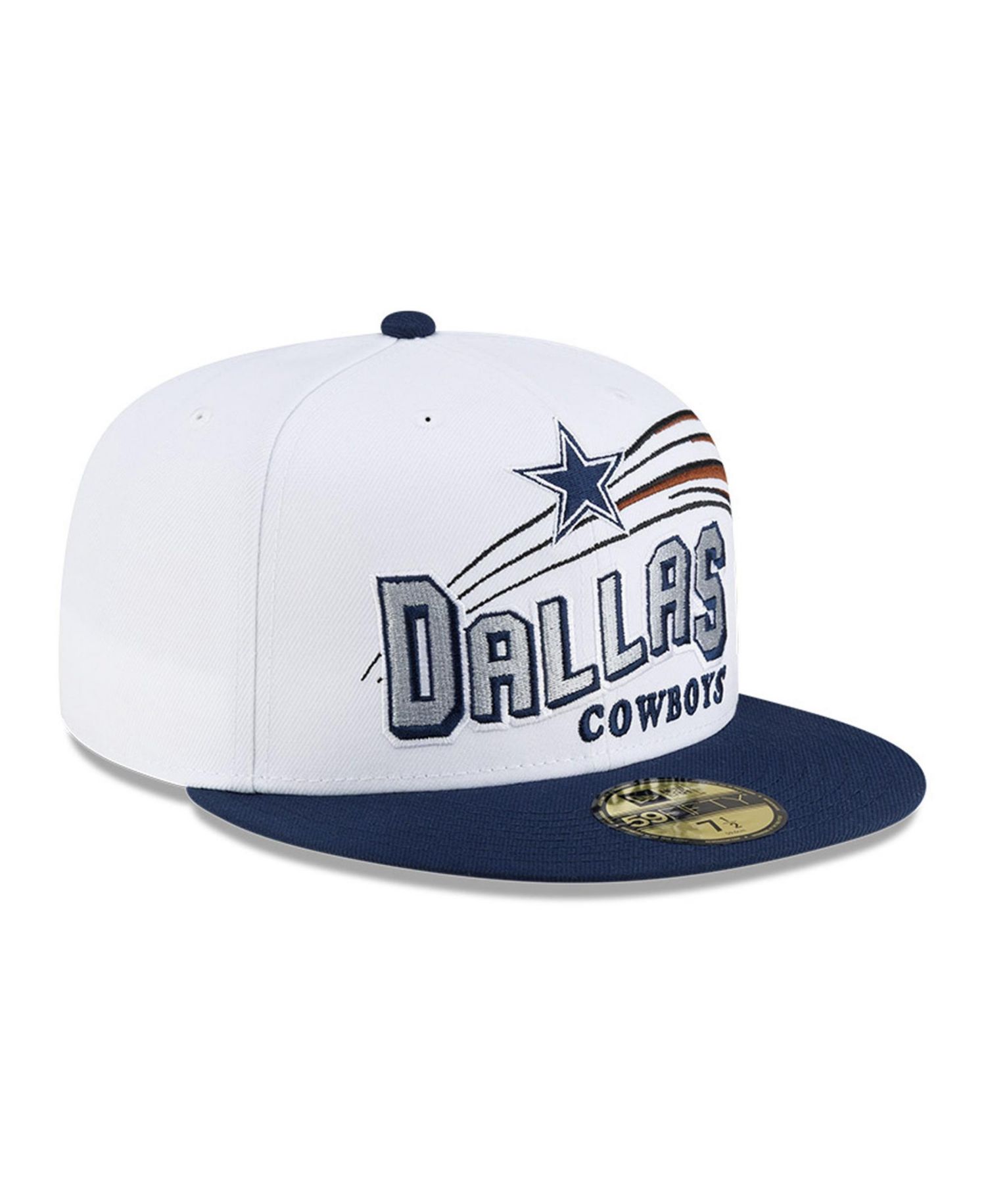 Men's White/Navy Dallas Cowboys Retro Swoop 59FIFTY Fitted Hat