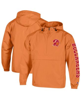 Men's Orange Tampa Bay Buccaneers Packable Hooded Windbreaker Half-Zip Jacket
