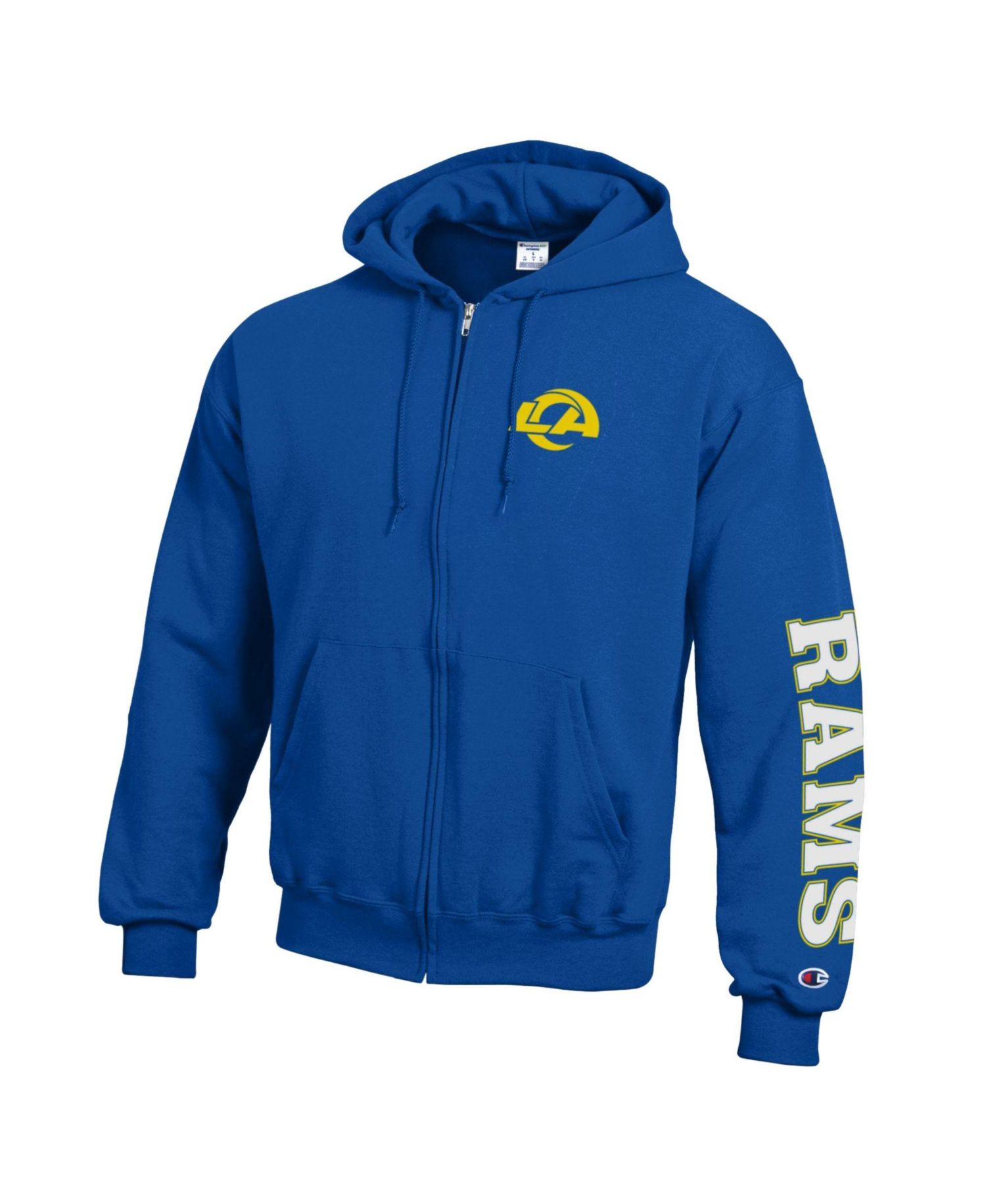 Men's Royal Los Angeles Rams Power blend Fleece Full-Zip Hoodie