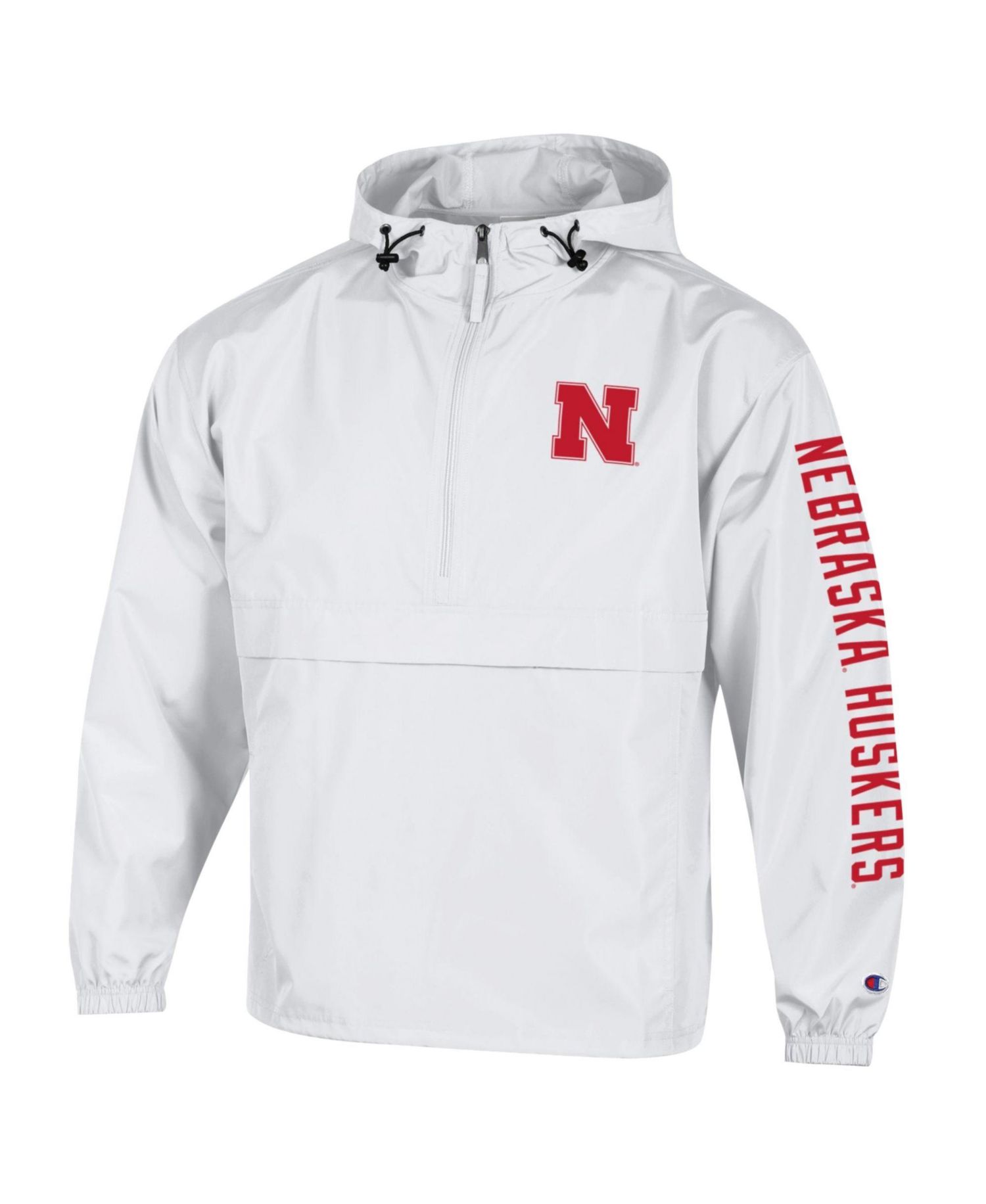 Men's White Nebraska Huskers Cloud Packable Half-Zip Hooded Jacket
