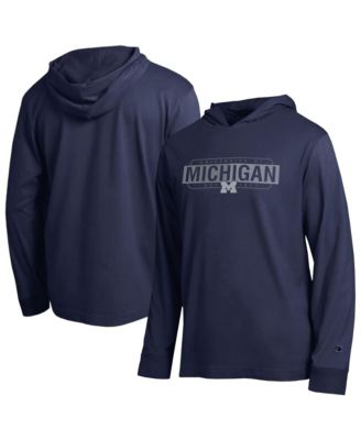 Men's Navy Michigan Wolverines Gradient&nbsp;All-Star Long Sleeve Hooded T-Shirt
