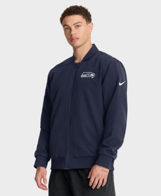 Men's College Navy Seattle Seahawks Sideline Powerful Blocking Full-Zip Bomber Jacket