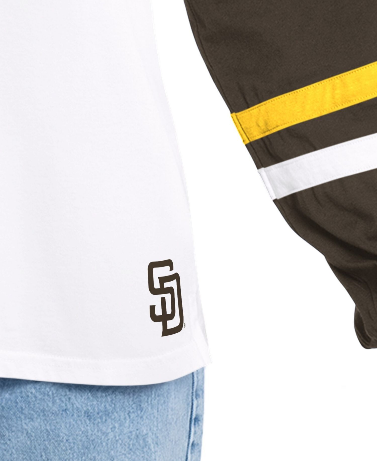 Women's San Diego Padres Key Player Oversized Colorblock Long-Sleeve Hooded T-Shirt