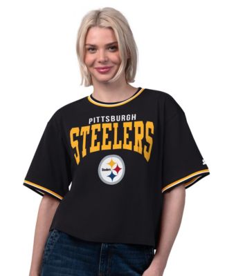 Women's Black Pittsburgh Steelers Ace Cropped T-Shirt
