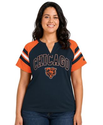 Plus Size Chicago Bears Game On Notch Neck Raglan T-Shirt