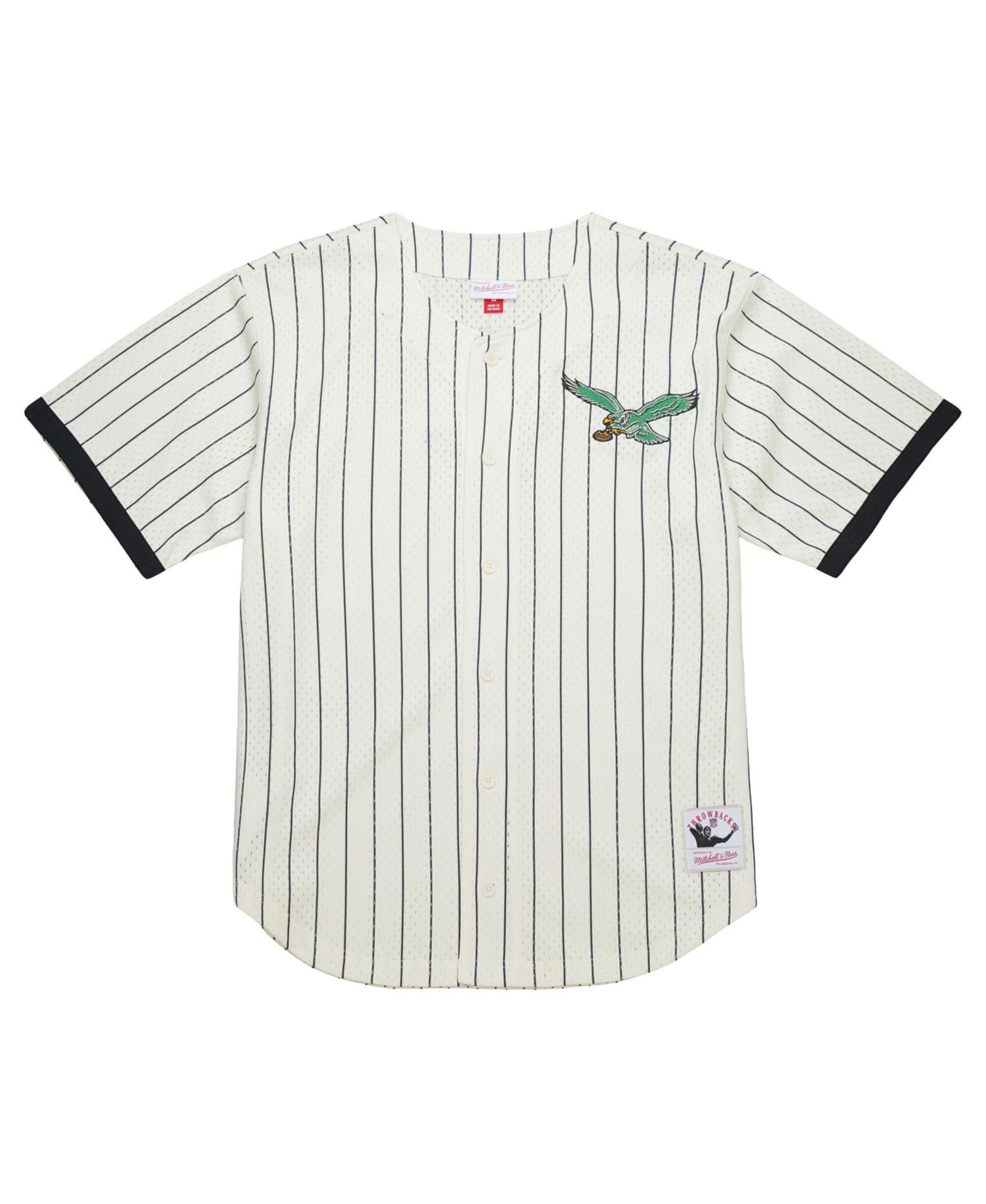 Men's Mitchell Ness Cream Philadelphia Eagles Big & Tall Heavyweight Mesh Button-Up Fashion Jersey
