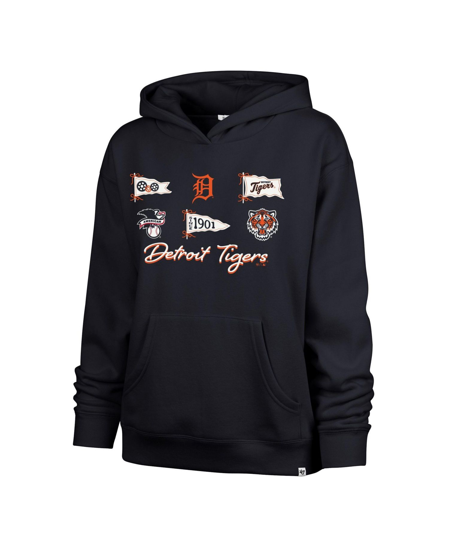 Women's Detroit Tigers Bow Banners Naomi Hooded Long-Sleeve Hoodie